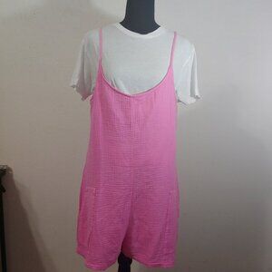 Monrow Double Gauze Shorts Romper Pink